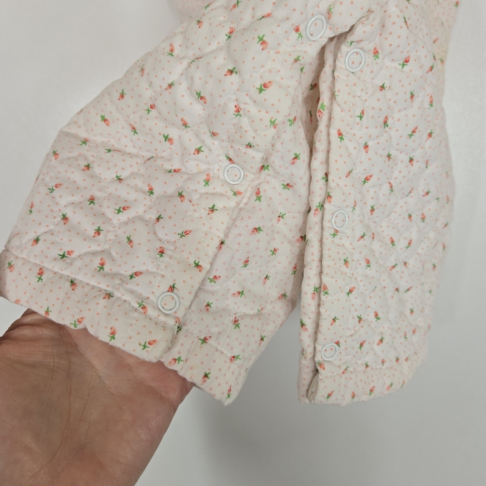 VTG Tiny Tots Baby Girl 12 months Quilted overalls Pink Floral Carrot Romper 90s - Picture 3 of 17